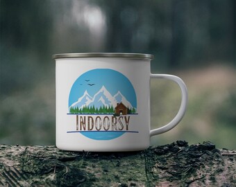 Indoorsy Meeple Enamel Camping Mug | board game | meeple | Hiking Gift | Camping Mug | Hiker Gift | nerdy mug
