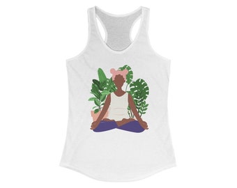 Yoga, meditation, and Plants Women's Tank | Yoga Shirt | Yoga Gifts | Meditation Shirt | Meditation gift | Black Women in Yoga