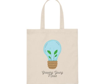 Growing Young Minds Teacher Canvas Tote Bag | gift for teacher | gift for professor