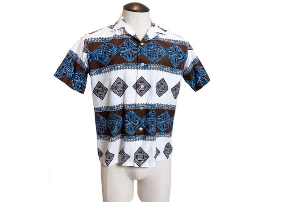 1950s to 1960s McGregor Loop Collar Tiki Print Shi