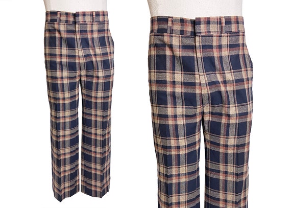 1970s Hagar Plaid Straight Leg Trousers