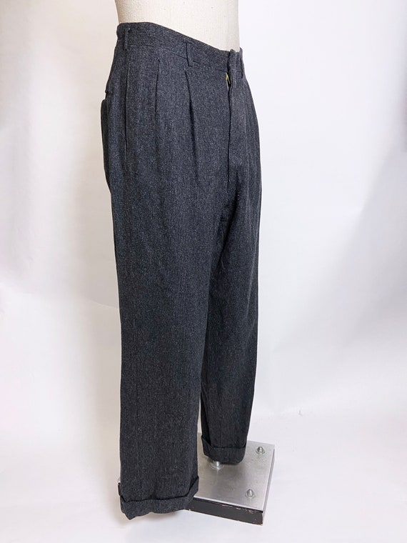 Mens Vintage 1950s Black and Gray Yarn Dye Wool P… - image 3