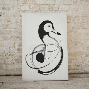 Duck, line drawing, black and white, digital download, printable image, digital art