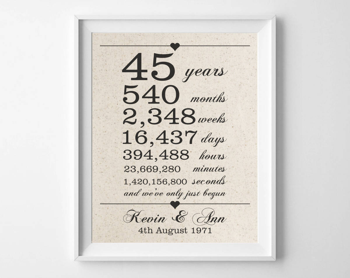 45 Years Together 45th Anniversary Gift for Husband Wife