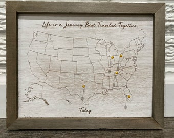 Life is an Adventure US Map - Personalized Anniversary Wedding Map Gift - The Places We'll Go Map - Family Travel Map - Push Pin Travel Map