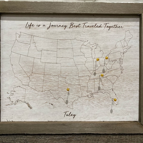 Life is an Adventure US Map - Personalized Anniversary Wedding Map Gift - The Places We'll Go Map - Family Travel Map - Push Pin Travel Map