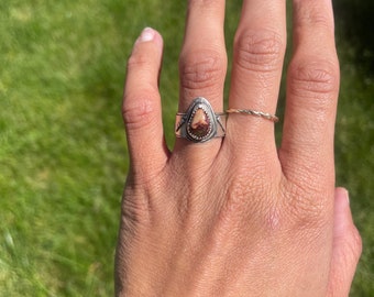 Sterling Silver Mexican Opal Hand Stamped Ring