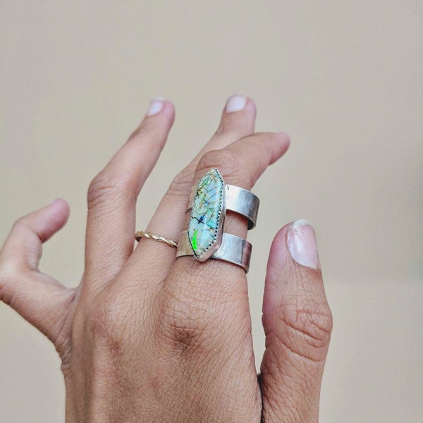 Monarch Opal Sterling Silver Statement Cage Ring
