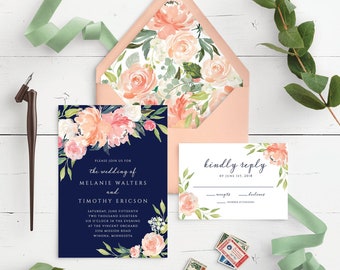 Coral Navy Wedding - Etsy