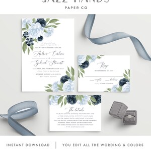 Kaley Wedding Invitation Set Thank You Card Rose Wedding Invitation Template Download Editable Digital Download Wedding Suite
