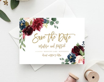 save the date template save the date cards marsala save the etsy