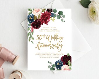 50th anniversary invitation etsy