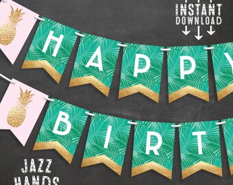 tropical baby shower banner diy printable pineapple baby etsy