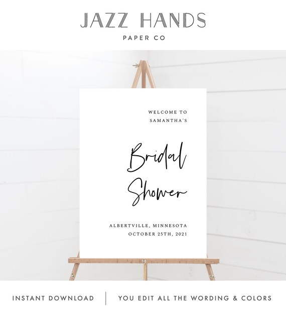Minimal Bridal Shower Sign Template, Instant Download, Sizes 18x24, 20x30, 24x36, 148 Il_570xn