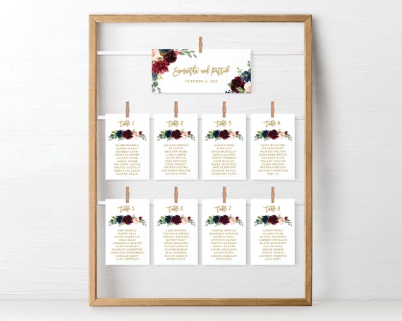 Printable Seating Chart Cards