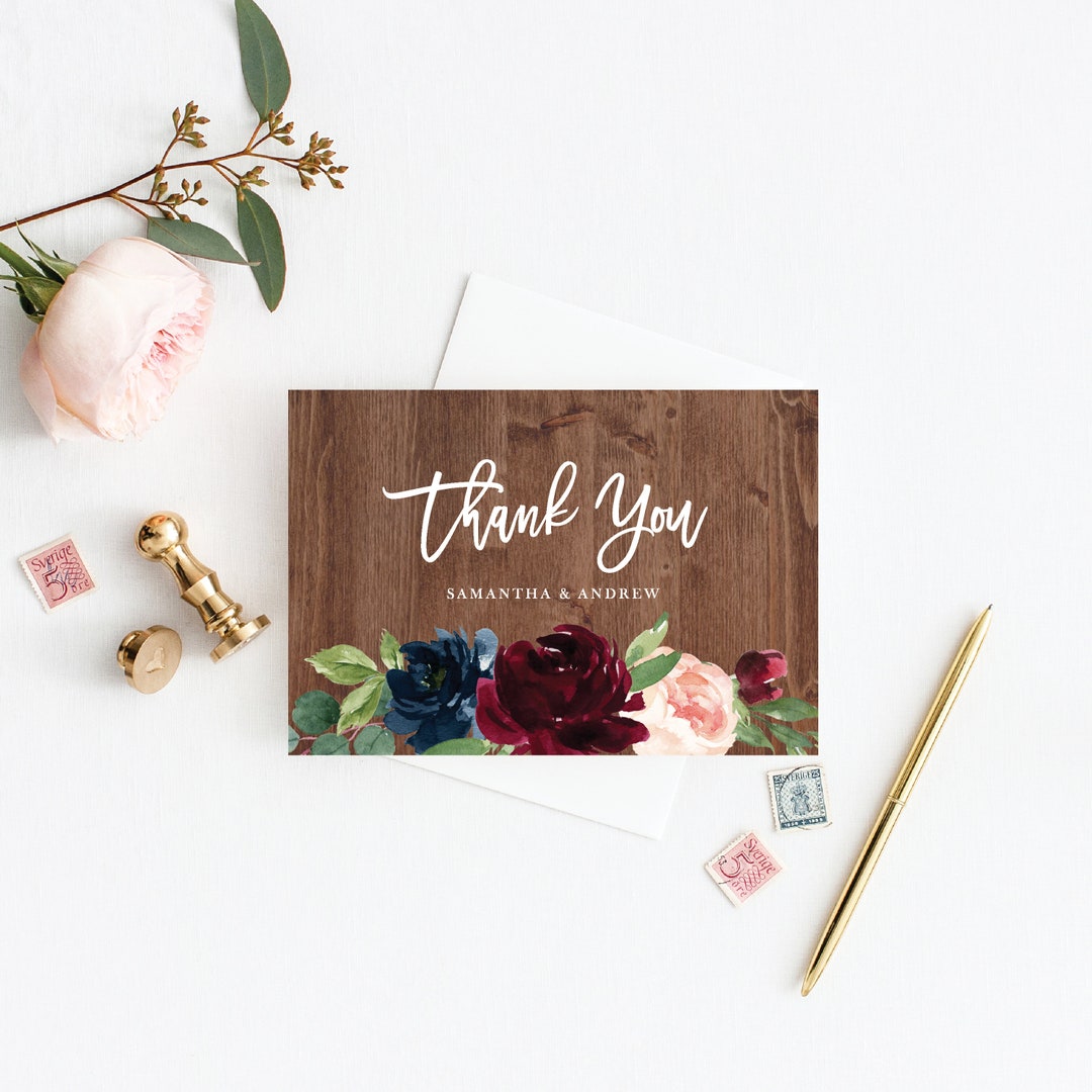 Thank You Card Template Wedding Thank You Cards Printable - Etsy