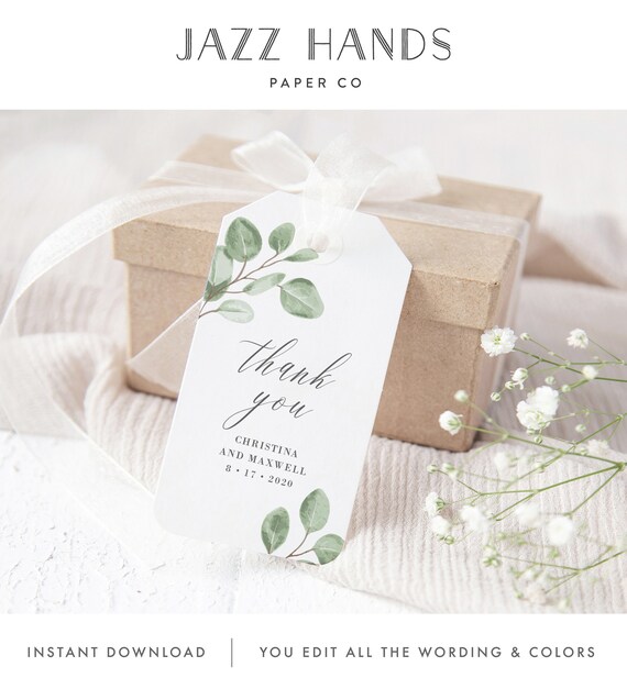 Eucalyptus Greenery Wedding Gift Tag Template Printable Instant Eucalyptus Greenery Wedding Gift Tag Template Printable Instant