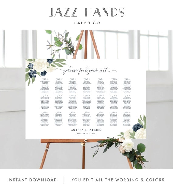 Black Sign Templett Welcome Sign Digital Download for Wedding Minimal Seating Chart Package Editable Template Modern