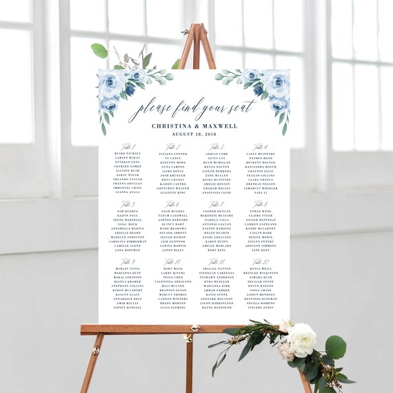 Floral Seating Chart Wedding Wedding Seating Chart Template Editable Seating Chart Instant Templett Minimal Seating Chart