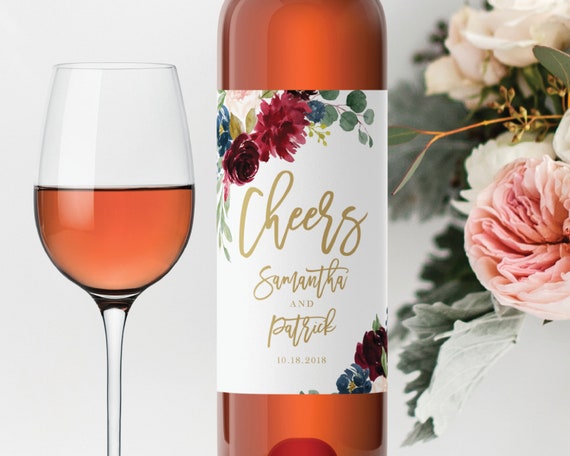 Diy Wedding Wine Labels : Wedding Wine Label Wine Label Template Watercolor Wreath Diy W Aftcra ...