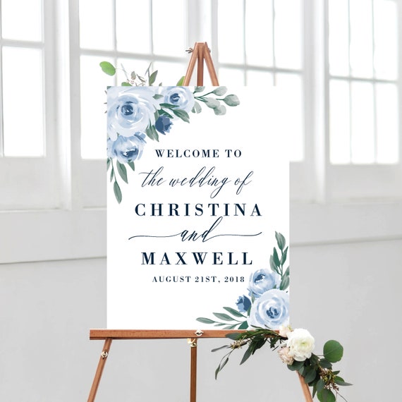 Dusty Blue Wedding Welcome Sign Template, Printable Welcome Sign, Wedding Welcome Signs, Instant Download, Welcome Signs, Templett, 118 Il_570xn