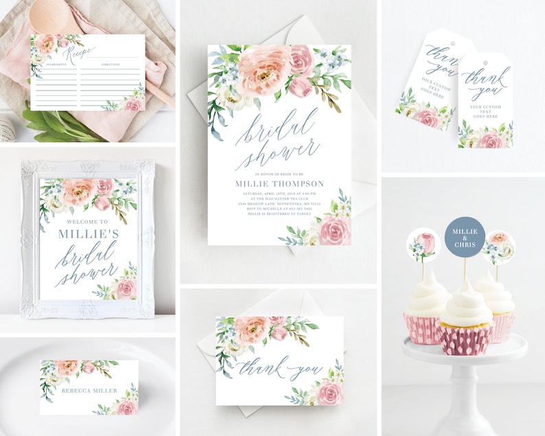 Floral Bridal Shower Invitation Kit Template Printable Floral Etsy Floral Bridal Shower Invitation Kit Template Printable Floral Etsy