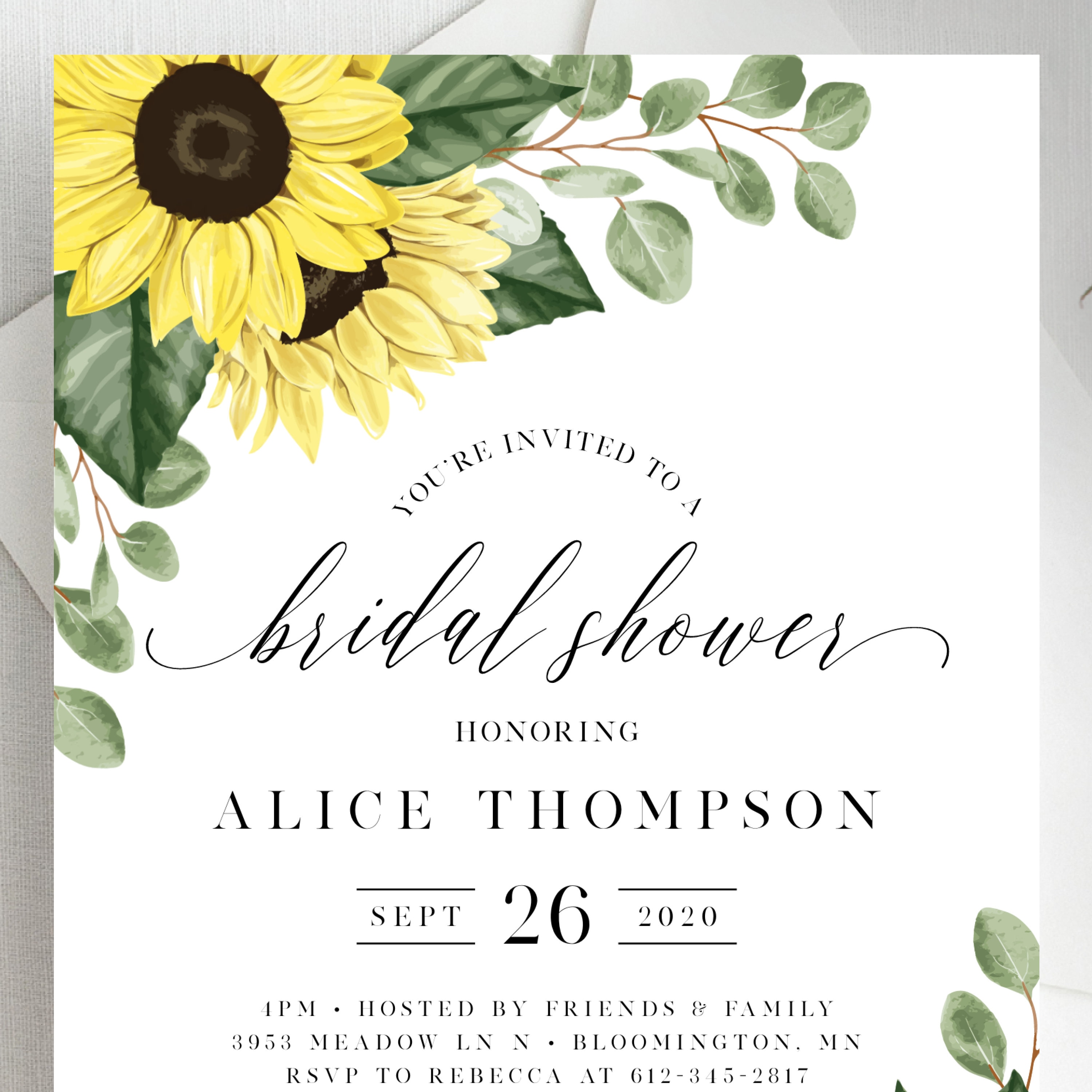 Sunflower Bridal Shower Invitations Template Sunflower Bridal Shower Invitations Template