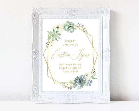 Greenery Wedding Signs, Wedding Sign Template, Printable Wedding Signs, Cards and Gifts, Reserved, Guest Book, Instant Download, Templett Il_570xn