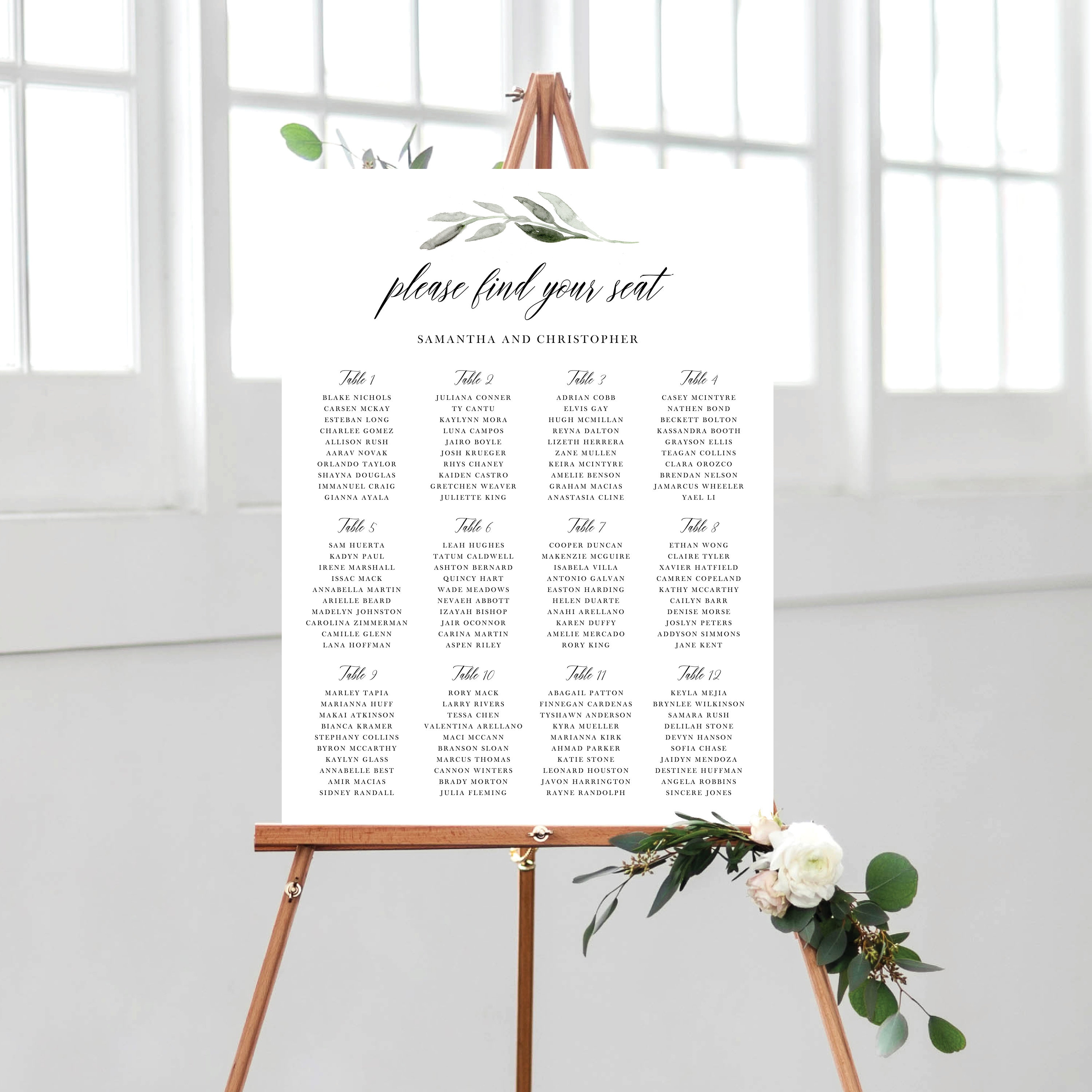 Best Font For Wedding Seating Chart