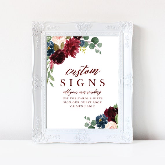Burgundy Marsala Wedding Sign Wedding Signs Wedding Decor Rustic Wedding Sign Wedding Gifts and Cards and Gifts Bar Sign Printable 112 Il_570xn