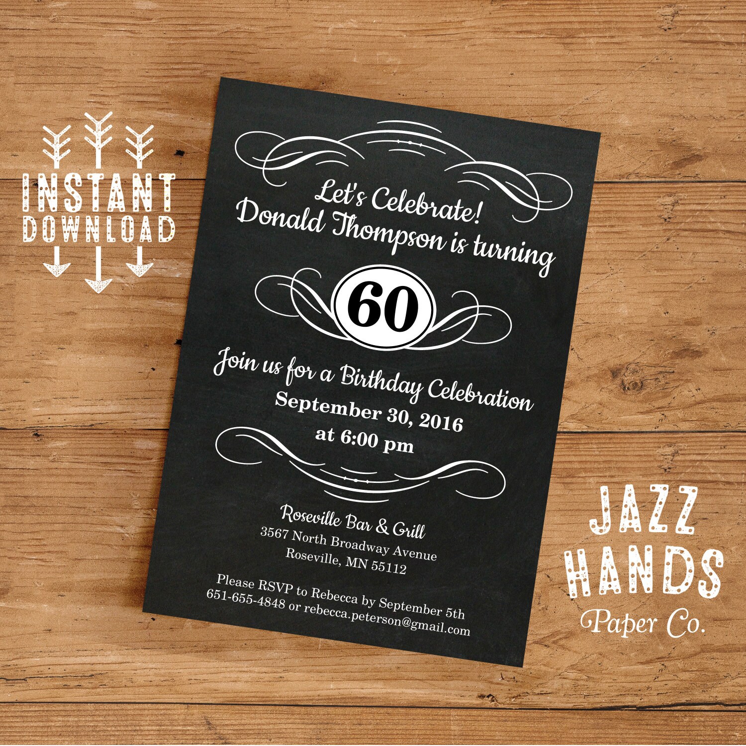 Vintage Adult Birthday Invitation Template DIY Printable Etsy
