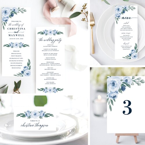 Navy Wedding Program Template Ceremony Program Printable - Etsy