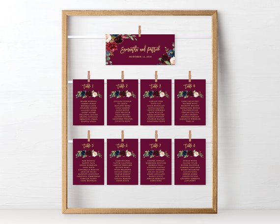 Printable Seating Chart Cards