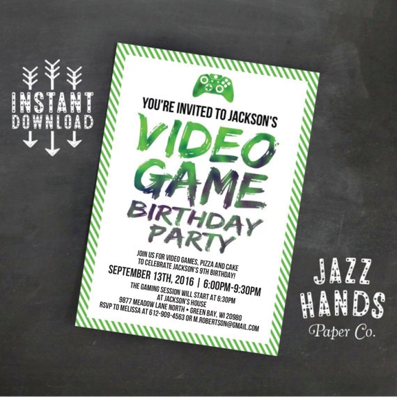 Printable Video Game Birthday Invitation Template Diy Etsy