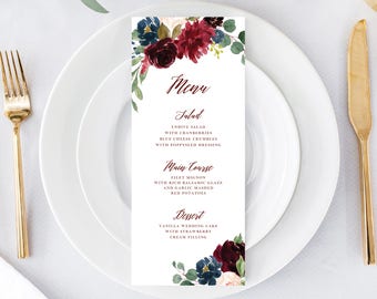Wedding Menu Wedding Menu Card Printable Dinner Menu Card Editable Menu Printable Template Instant Download Wedding Menu Cards Template 112