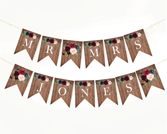 Mr and Mrs Banner Wedding Signs, Wedding Welcome Sign Template, Wedding Decorations, Mr and Mrs Rustic Wood Wedding Banners, Templett, 132 Il_570xn