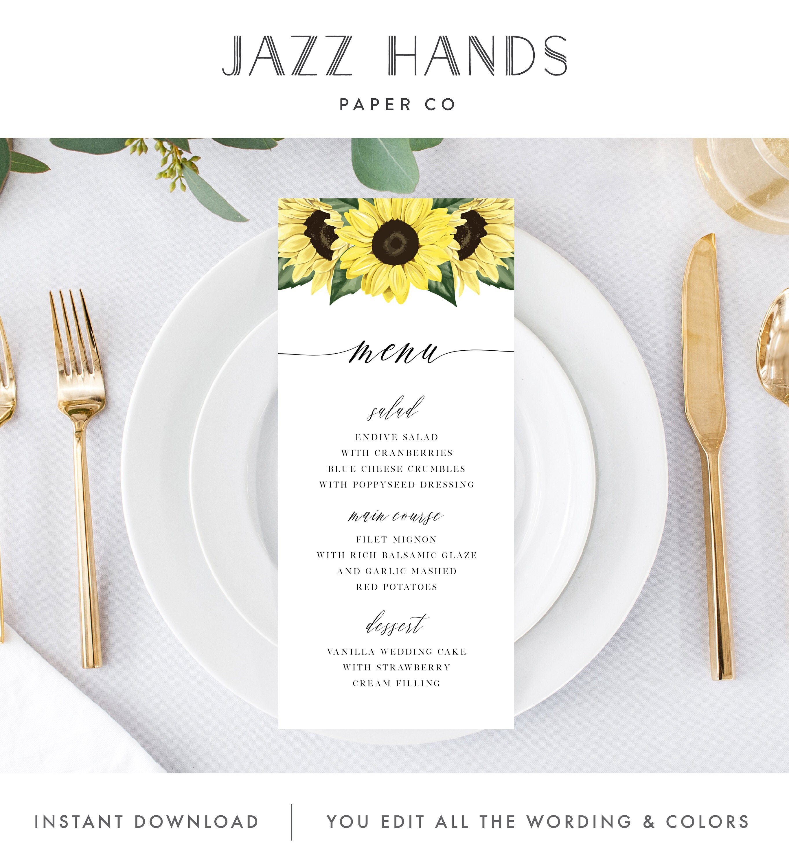 Printable Wedding Menu Template Fall Winter Dark Botanical