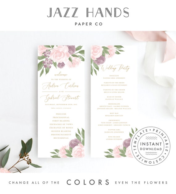 Wedding Program Template 137V4 Il_570xn