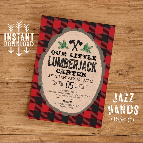 Lumberjack Printable Birthday Invitation Template Diy Lumberjack