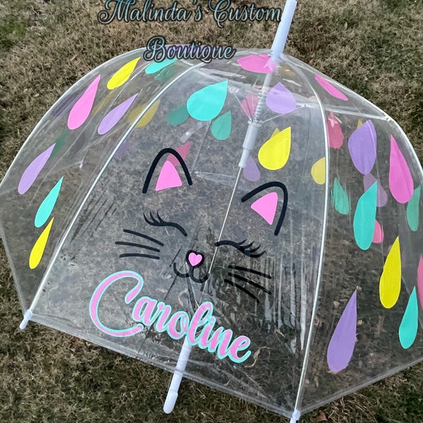 Cat unicorn umbrella, kids and adult umbrella , monogrammed umbrella, easter gift, monogrammed accessories, clear umbrella, birthday gift,