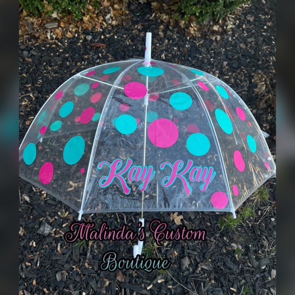 Monogrammed umbrella, clear umbrella, Polka dot umbrella, clear monogram umbrella , girls umbrella, adult umbrella , custom umbrellas