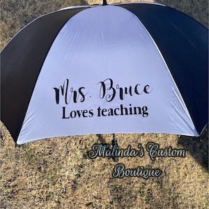 Golf size umbrella , large umbrella , oversized umbrellas , black and white umbrella , wedding umbrella , monogram umbrella , teacher gift