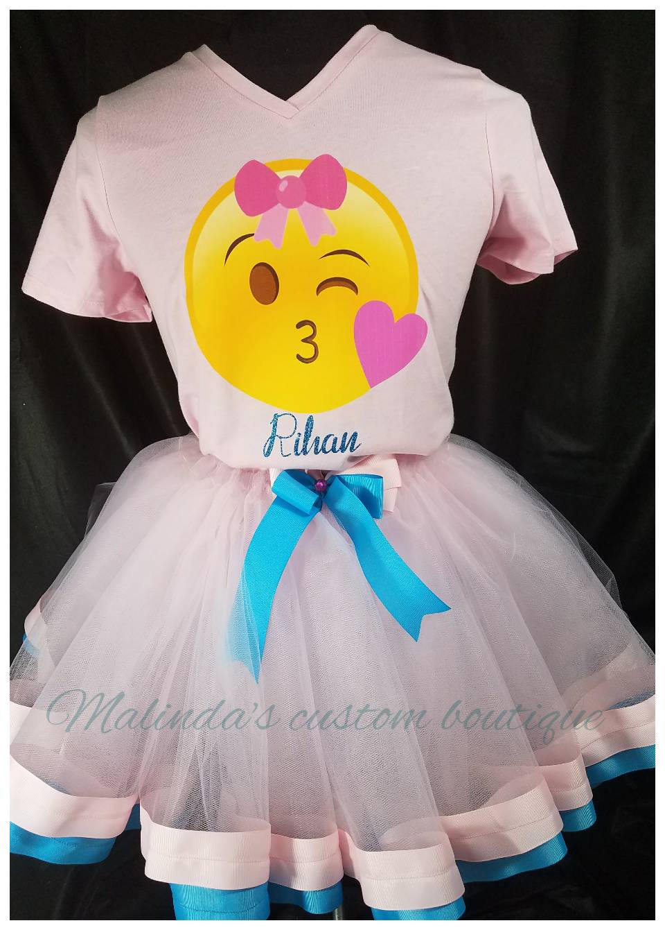 Emoji Tutu Set, Birthday Tutu, Blowing Kisses Emoji, 1st Birthday