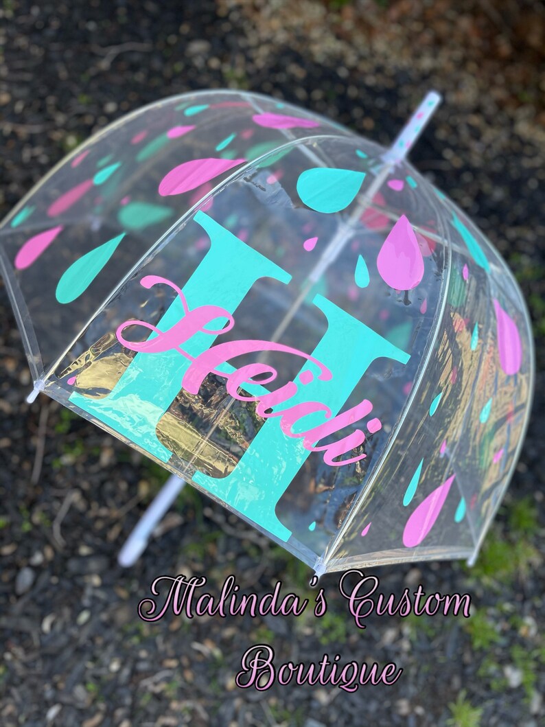 Raindrops Umbrella Clear Umbrella Monogrammed Umbrella Kids Etsy