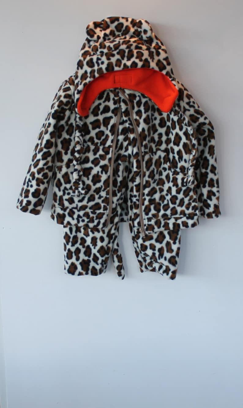 Snow Leopard suit for a 2 year old.T2 dress up kids jogging suit,unisex childrens animal print outfit gift idea.