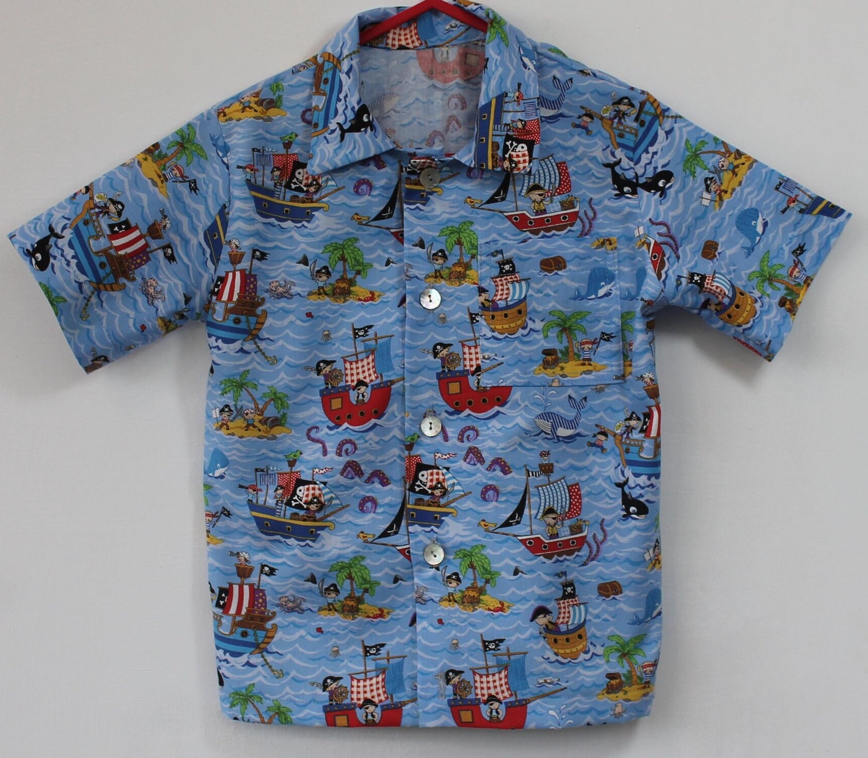 Peter Pan. Treasure Island. Pirate button down shirt for a 2-3 year old, cotton shirt, pirate boat, holiday shirt, gift idea. World book Day