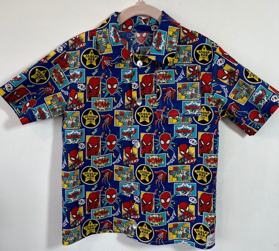 Spider Man Button Down Shirt for a 45 Year Old. Short Sleeved Etsy