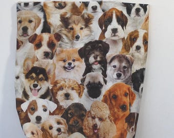 Fun Doggie bag made from cotton canvas, for dog lovers. Puppies , shopping, shoulder bag, Gift idea.