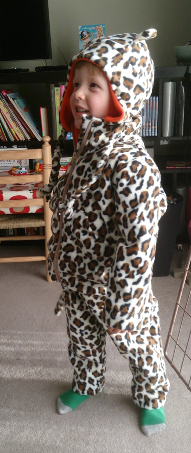 Snow Leopard suit for a 2 year old.T2 dress up kids jogging suit,unisex childrens animal print outfit gift idea.