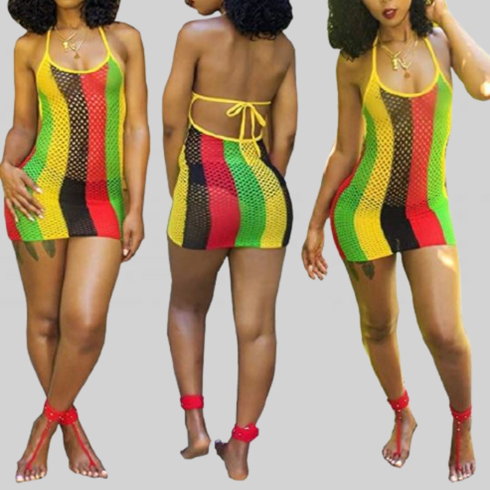 Dress Jamaica Size Handmade Rasta Cotton Print Color Sexy Dye Etsy